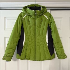 Women's Green Ski Jacket with Black Accents